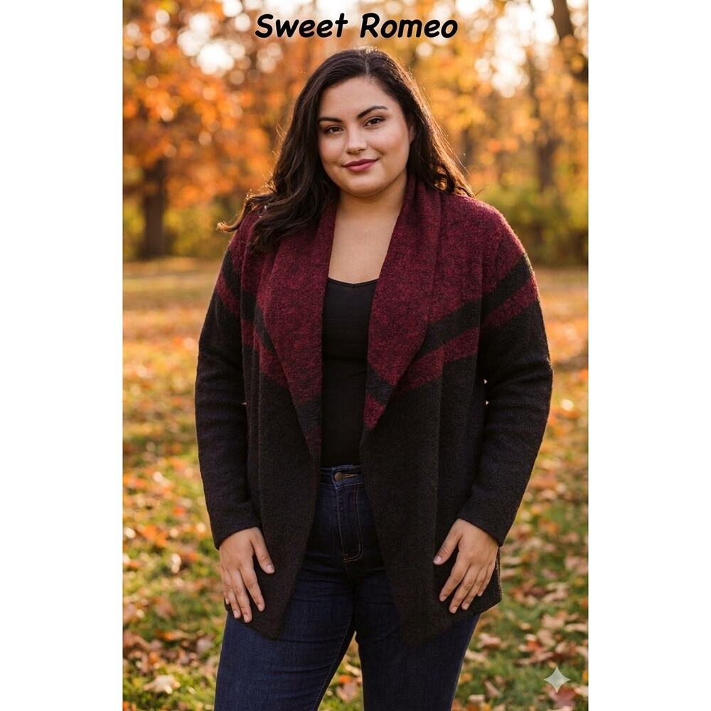 Sweet Romeo Black & Red Cardigan Sweater Sz. 1X